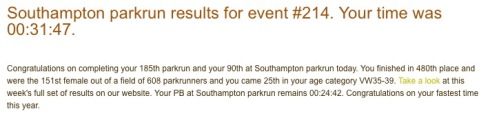parkrun result 30th July 2016