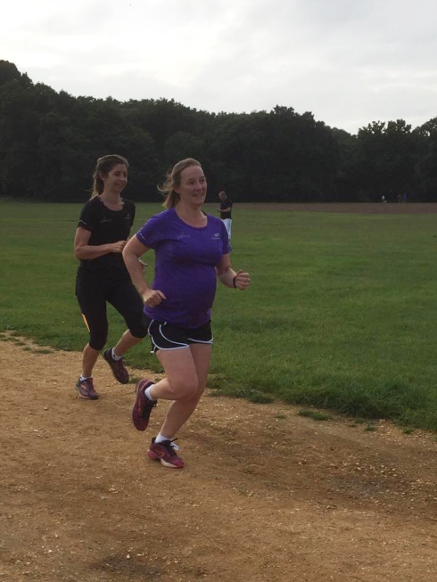 Finishing parkrun with Kate (and Kim)